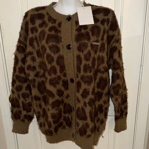 Aelfric Eden Brown Leopard Oversized Cardigan